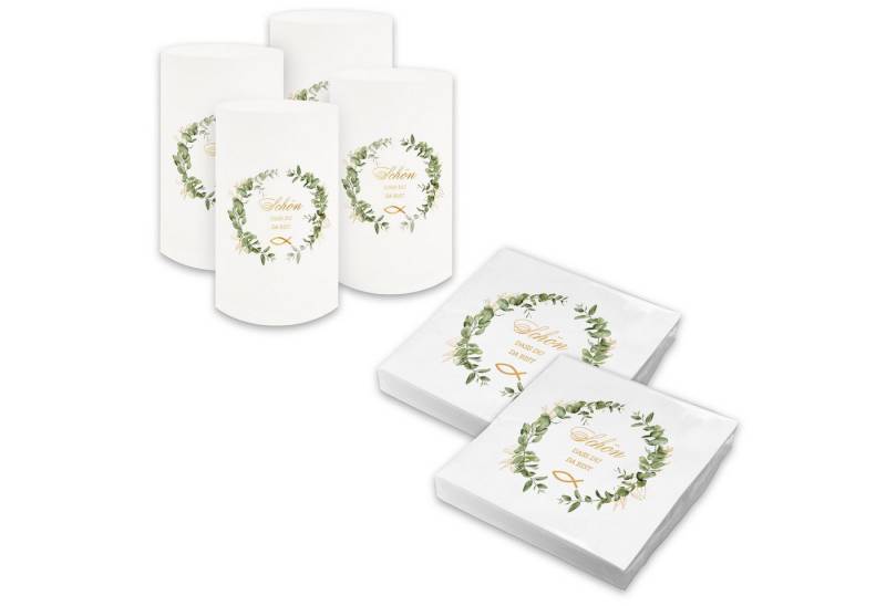 itenga Papierserviette itenga 6x Windlicht + 40x Servietten - Fisch - Schön dass du da bist - von itenga