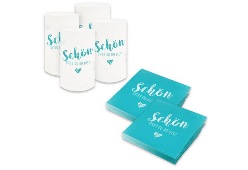 itenga Papierserviette itenga 6x Windlicht + 40x Servietten - Schön dass du da bist - Aqua Tü itenga Papierserviette itenga 6x Windlicht + 40x Servietten - Schön dass du da bist - Aqua Tü von itenga