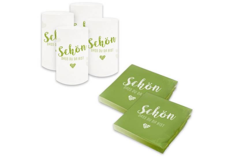 itenga Papierserviette itenga 6x Windlicht + 40x Servietten - Schön dass du da bist - Frühlin von itenga