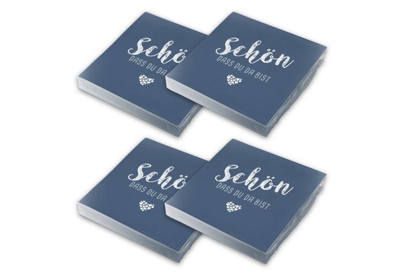 itenga Papierserviette itenga 80x Serviette Schön dass du da bist dunkelblau Set von itenga