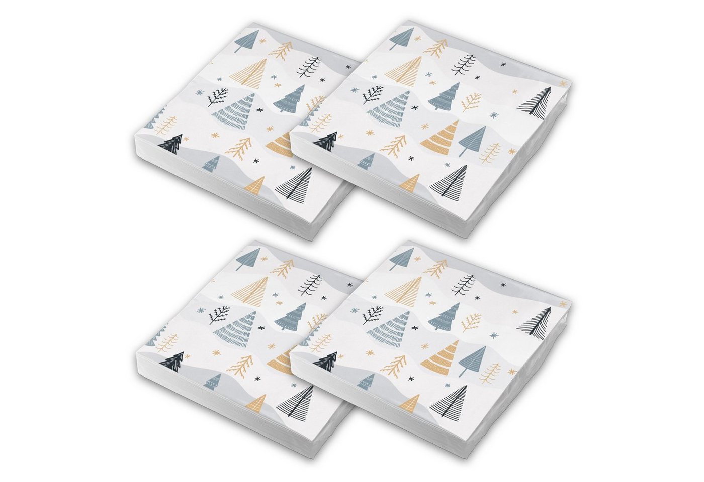 itenga Papierserviette itenga 80x Serviette Weihnachten Bäume - Winterlandschaft Set von itenga