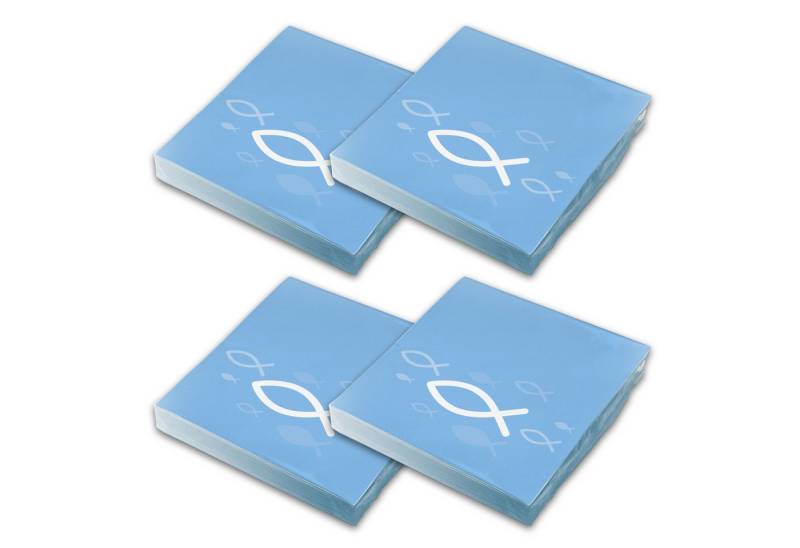 itenga Papierserviette itenga Servietten Fisch HELLBLAU Weiß 30 x 30 cm 3-lagig 80 Stück von itenga