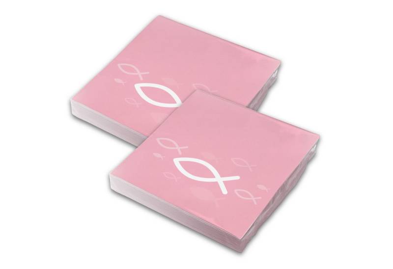 itenga Papierserviette itenga Servietten Fisch ROSA Weiß 30 x 30 cm 3-lagig 40 Stück von itenga
