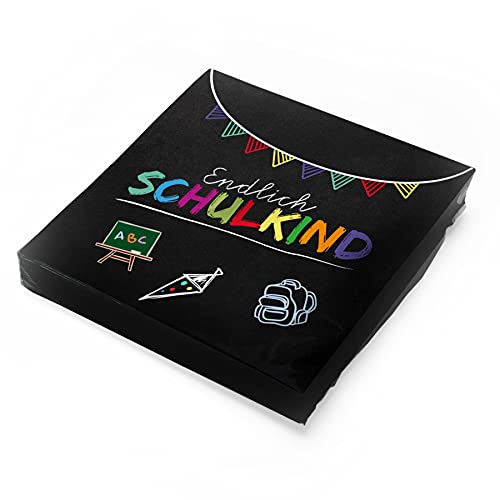 itenga Servietten Endlich Schulkind 30 x 30 cm 3-lagig 20 Stück für Einschulung Schulanfang 3lagig von itenga