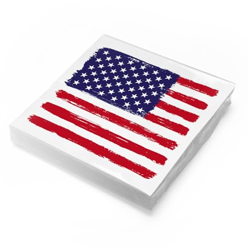 itenga Servietten USA 30 x 30cm 3-lagig 20 Stück Motivserviette Flagge USA - Vereinigte Staaten Amerika passend für amerikanische Tischdeko für Mottopartys Burger usw von itenga