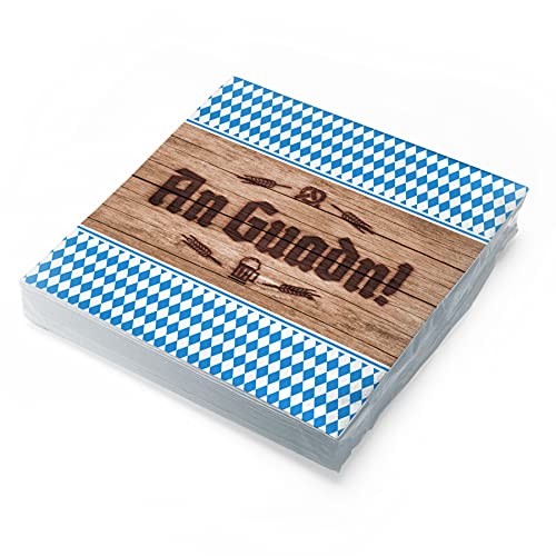 itenga Servietten bayrisch blau weiß Schee dass'd do bist/An Guadn 30 x 30cm 3-lagig 20 Stück für Oktoberfest Grillfeste und andere Feiern von itenga