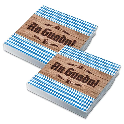 itenga Servietten bayrisch blau weiß Schee dass'd do bist/An Guadn 30 x 30cm 3-lagig 40 Stück für Oktoberfest Grillfeste und andere Feiern von itenga