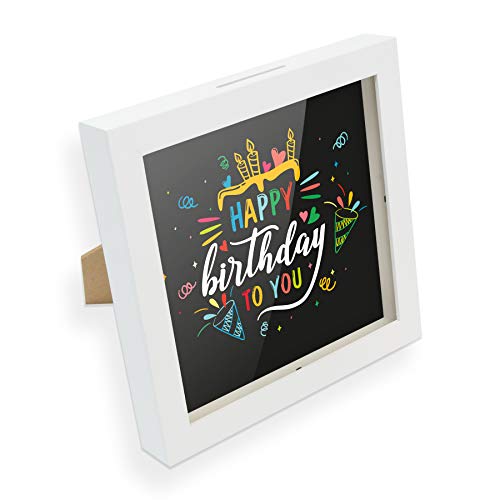 itenga Spardose I Geldgeschenk I Happy Birthday to You I Gutschein I Bilderrahmen zum Befüllen I Geschenkverpackung I inkl. Einleger zum Dekorieren von itenga