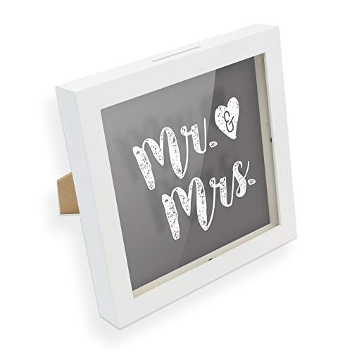 itenga Spardose I Geldgeschenk I Hochzeit Mr. & Mrs. I Gutschein I Bilderrahmen zum Befüllen I Geschenkverpackung I Einleger zum Dekorieren von itenga