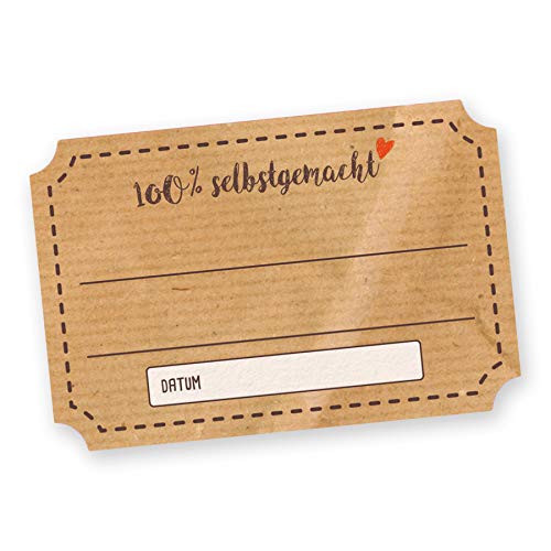 itenga Sticker Aufkleber 50 x Marmeladenetikett "100% selbstgemacht" Klebeetiketten selbstklebend für Marmelade Einmachgläser Geschenke von itenga