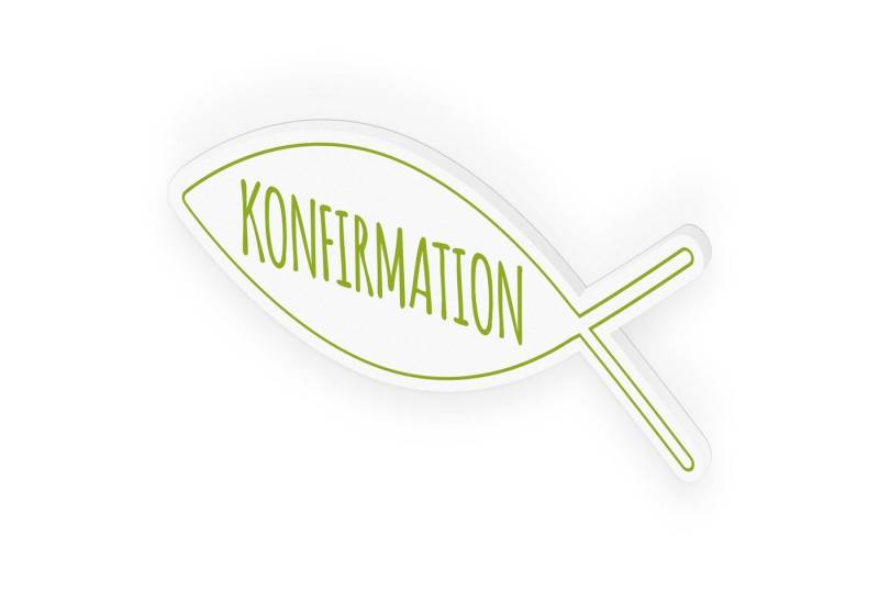 itenga Streudeko itenga Türschild Tischdeko Fisch grün Konfirmation 30,0 x 11,5 cm von itenga
