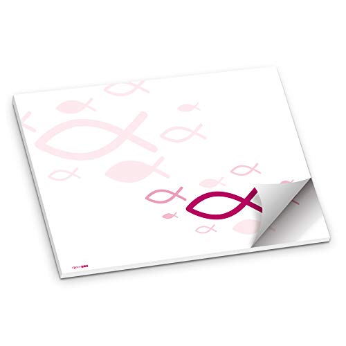 itenga Tischset Platzset Papierunterlage Fisch DIN A3 50 Blatt für Kommunion Konfirmation Mädchen und Jungen (Pink) von itenga