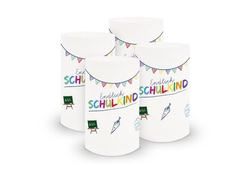 itenga Windlicht itenga 6x Windlicht Endlich Schulkind Weiß 10cm von itenga