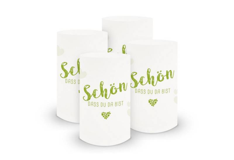 itenga Windlicht itenga 6x Windlicht klein Schön dass du da bist, frühlingsgrün / weiß von itenga