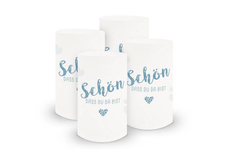 itenga Windlicht itenga 6x Windlicht klein Schön dass du da bist, nordic blue / weiß, 1 von itenga