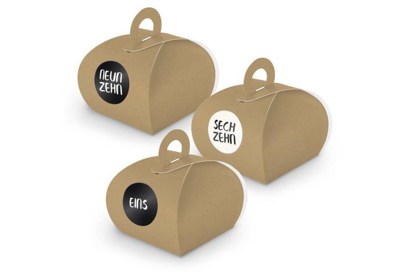 itenga befüllbarer Adventskalender Adventskalender zum Füllen 24x Box mit Griff BRAUN + Sticker V11 Z23 von itenga