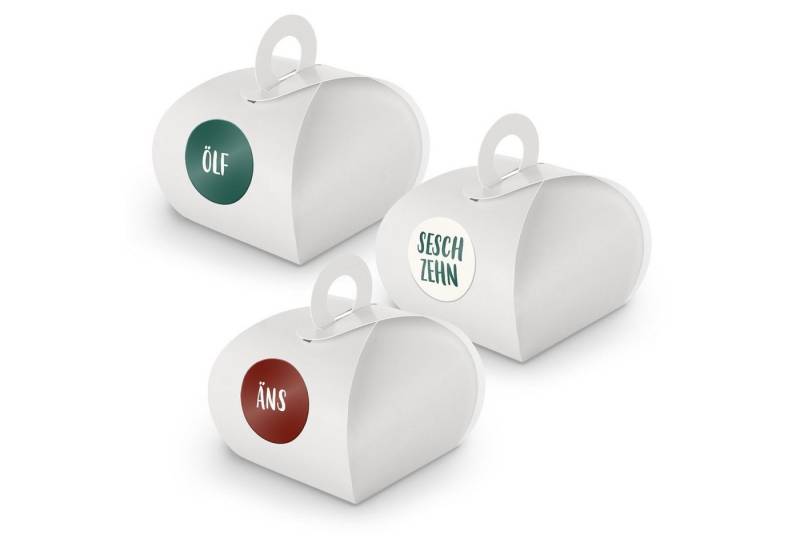 itenga befüllbarer Adventskalender Adventskalender zum Füllen 24x Box mit Griff WEISS + Sticker V10 Z27 von itenga