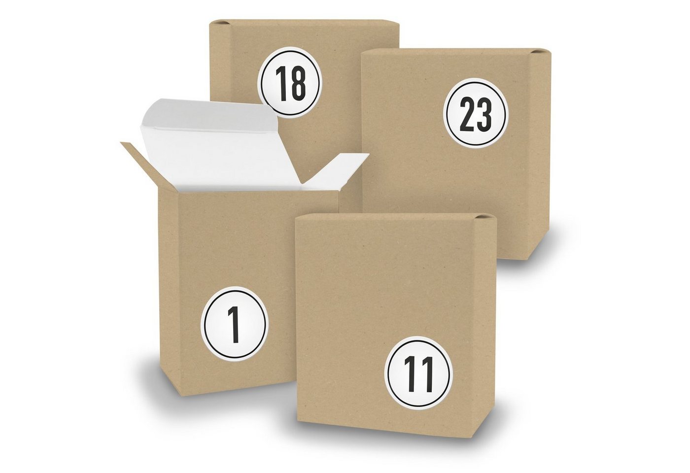 itenga befüllbarer Adventskalender Adventskalender zum Füllen 24x Quader BRAUN + Sticker V08 Z09 von itenga