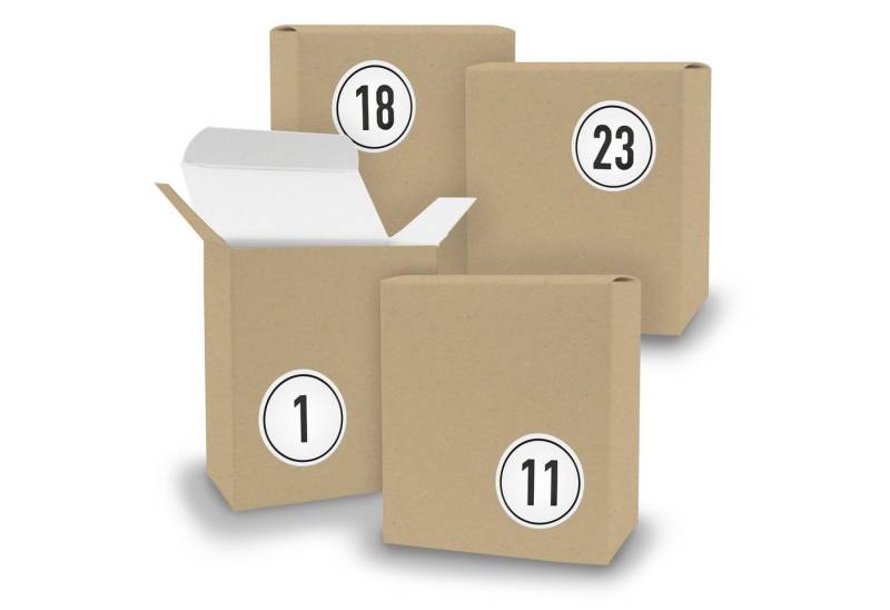 itenga befüllbarer Adventskalender Adventskalender zum Füllen 24x Quader BRAUN + Sticker V08 Z09 von itenga