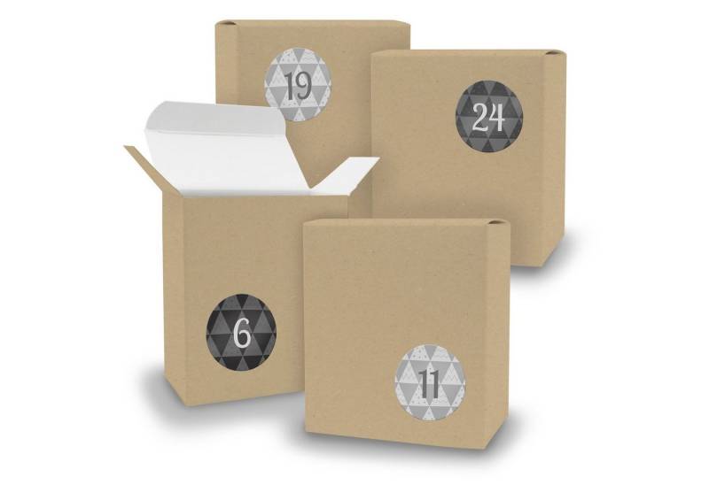 itenga befüllbarer Adventskalender Adventskalender zum Füllen 24x Quader BRAUN + Sticker V08 Z25 von itenga