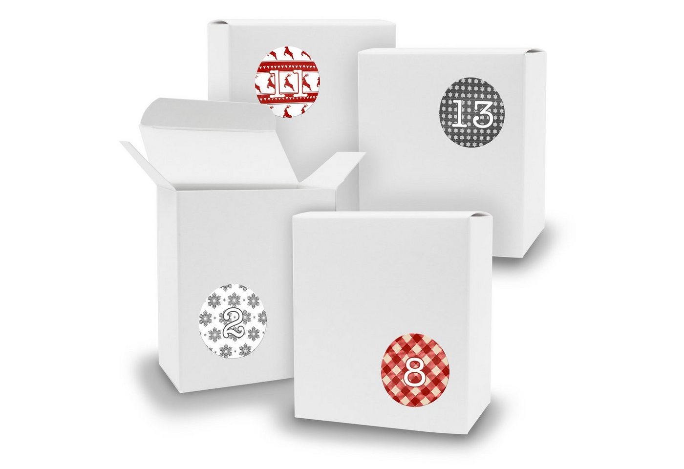 itenga befüllbarer Adventskalender Adventskalender zum Füllen 24x Quader WEISS + Sticker V07 Z07 von itenga