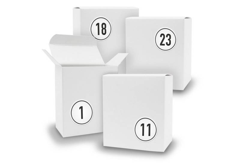 itenga befüllbarer Adventskalender Adventskalender zum Füllen 24x Quader WEISS + Sticker V07 Z09 von itenga