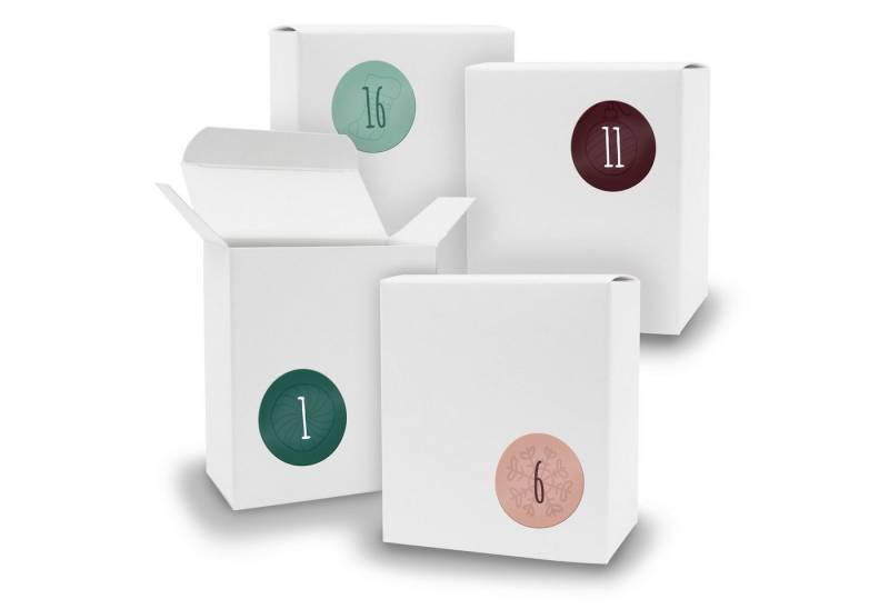 itenga befüllbarer Adventskalender Adventskalender zum Füllen 24x Quader WEISS + Sticker V07 Z14 von itenga