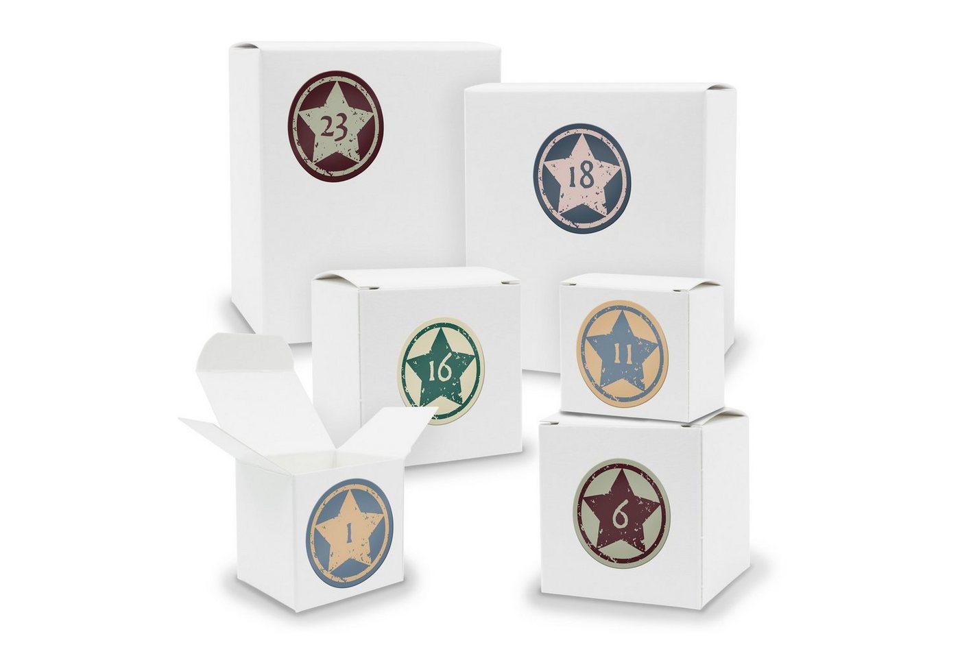 itenga befüllbarer Adventskalender Adventskalender zum Füllen 24x Quader Würfel gemischt WEISS + Sticker von itenga