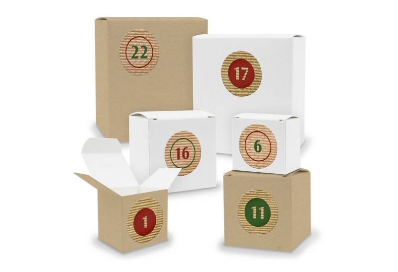 itenga befüllbarer Adventskalender Adventskalender zum Füllen 24x Quader Würfel gemischt WEISS / BRAUN + von itenga