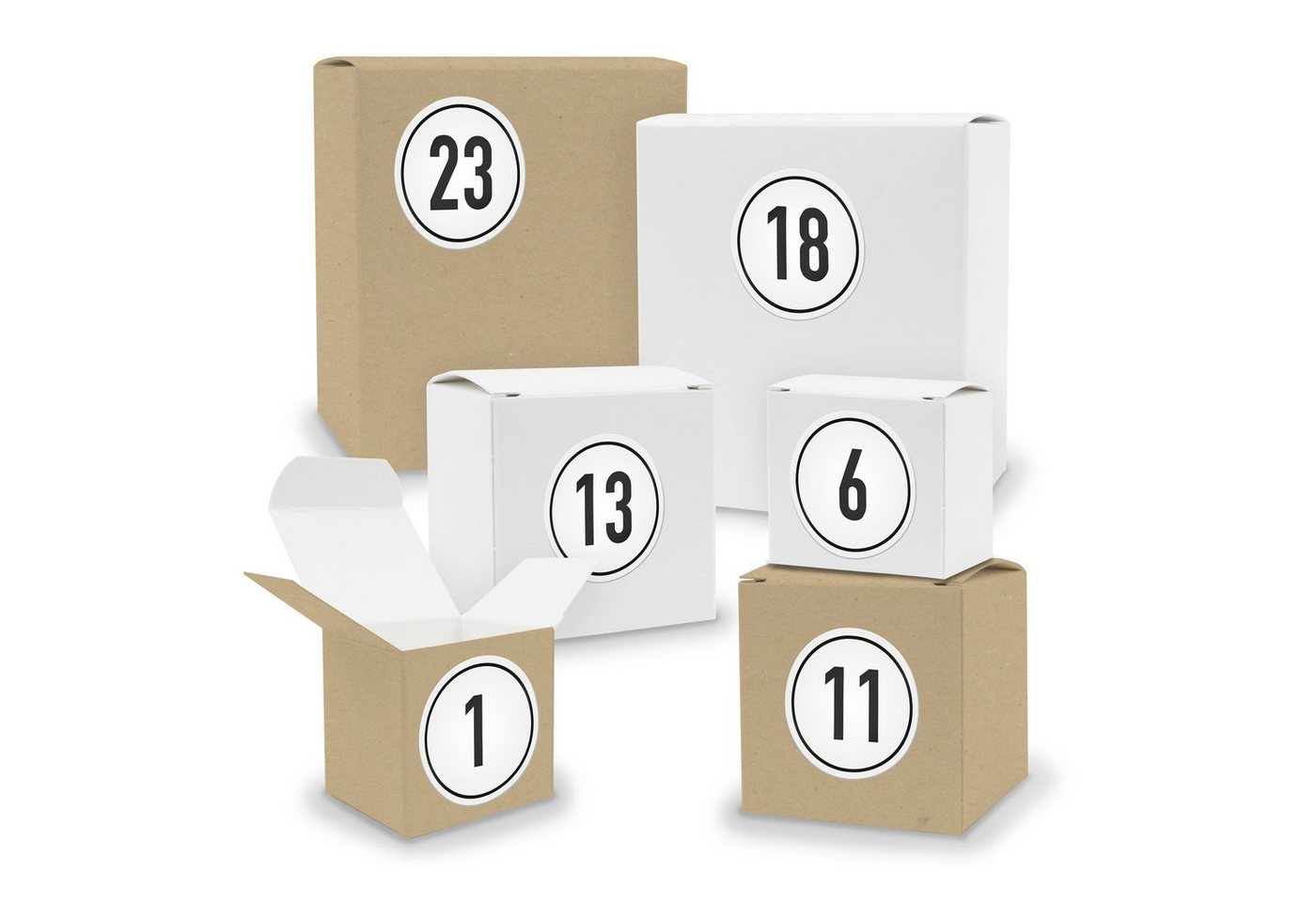 itenga befüllbarer Adventskalender Adventskalender zum Füllen 24x Quader Würfel gemischt WEISS / BRAUN + von itenga