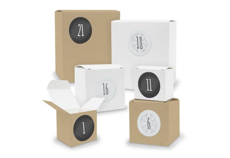 itenga befüllbarer Adventskalender Adventskalender zum Füllen 24x Quader Würfel gemischt WEISS / BRAUN + von itenga