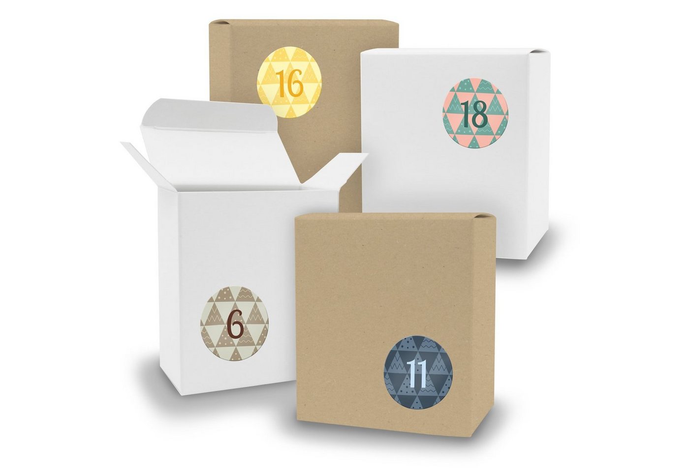 itenga befüllbarer Adventskalender Adventskalender zum Füllen 24x Quader gemischt WEISS BRAUN + Sticker V von itenga