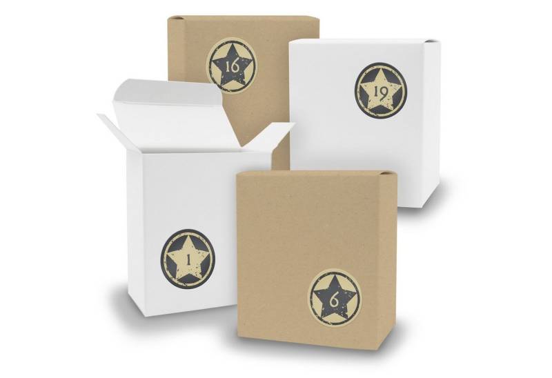 itenga befüllbarer Adventskalender Adventskalender zum Füllen 24x Quader gemischt WEISS BRAUN + Sticker V von itenga