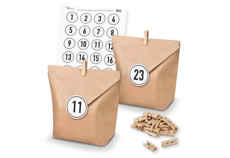 itenga befüllbarer Adventskalender Basteladventskalender Set - Set 9 Zahlensticker weiß von itenga