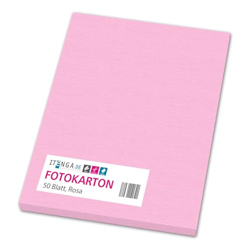 itenga farbiger Fotokarton 50 Blatt A4 300 g/qm² - Tonpapier Tonkarton Bastelpapier Bastelkarton Bogen durchgefärbt zum kreativen Gestalten und Basteln (ROSA) von itenga