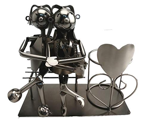 ito electronics Liebespaar auf Bank Flaschenhalter sitzend Hochzeit Geschenk Herz Weinflaschenhalter, Weinständer 24 x 11 x 21 cm von ito electronics