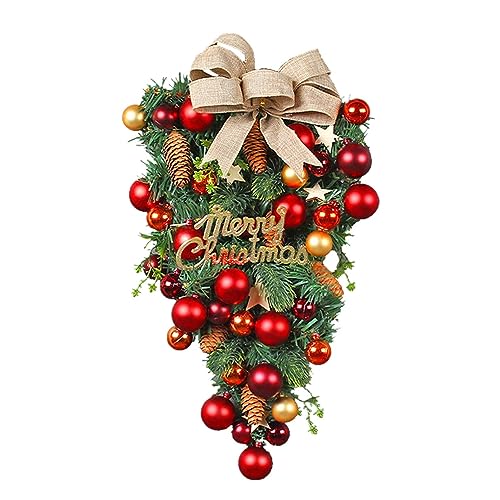 Weihnachtskranz Künstliche Weihnachtskränze für die Haustür | Künstlicher Weihnachts-Türkranz mit dekorativen Kugeln für weihnachtliche Fenster- und Heimdekorationen von itrimaka