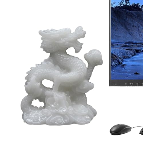 itrimaka Chinesische Drachenstatue aus Harz, Drachenstatue aus Jadeharz,Jahr Sternzeichen Drache Skulptur Heimdekoration - Jahres-Tierkreis-Drachenskulpturen, wunderschöne grüne Drachenskulpturen von itrimaka