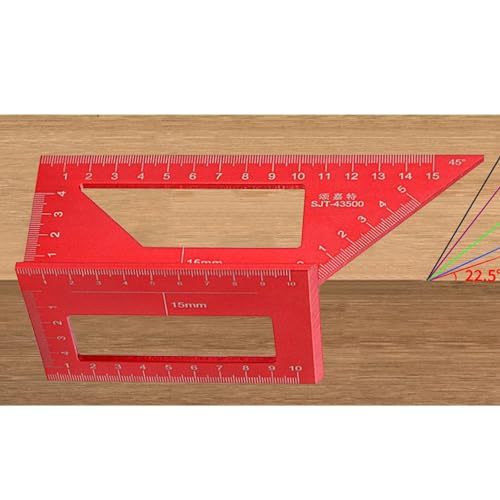 itrimaka Vierkantwerkzeug mit mehreren Winkeln, Gehrungsdreieckslineal,45/90-Grad-Anreißwinkellineal aus Aluminiumlegierung | Holzbearbeitungs-Layout-Messwerkzeug, hohe Präzision für von itrimaka