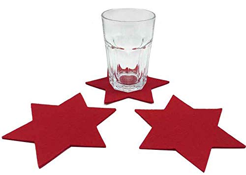 3X Untersetzer Stern S, rot (15 cm) - Glasuntersetzer, Filzuntersetzer, Tischdeko Weihnachten von itsisa