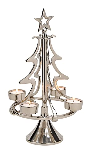 Adventskranz Tannenbaum aus Metall Silber, H: 40 cm - Weihnachten Deko, Adventsdeko, Teelichthalter Advent, Adventsgesteck Adventskranz Tannenbaum aus Metall Silber, H: 40 cm - Weihnachten Deko, Adventsdeko, Teelichthalter Advent, Adventsgesteck von itsisa