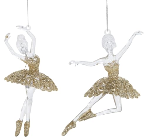 Baumschmuck Ballerina Gold (2er Set) - Ballett Weihnachtsdeko, Christbaumkugel, Weihnachten von itsisa