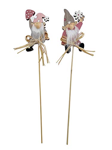 itsisa Blumenstecker aus Holz Wichtel (2er Set) - Frühlingsdeko, Pflanzstecker (Wichtel) von itsisa