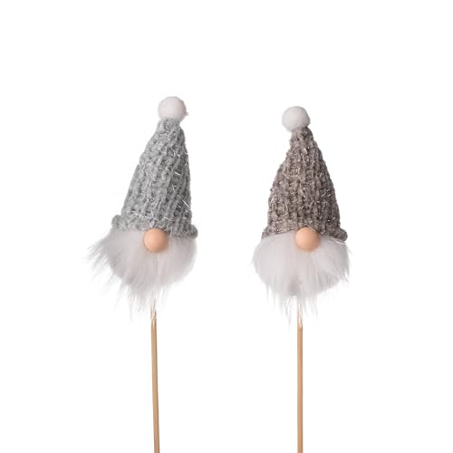 Blumenstecker Wichtel mit Strickmütze (2er Set) Silber, grün - Weihnachtsdeko Santa, Pflanzstecker, Blumen Deko Advent, Weihnachten von itsisa