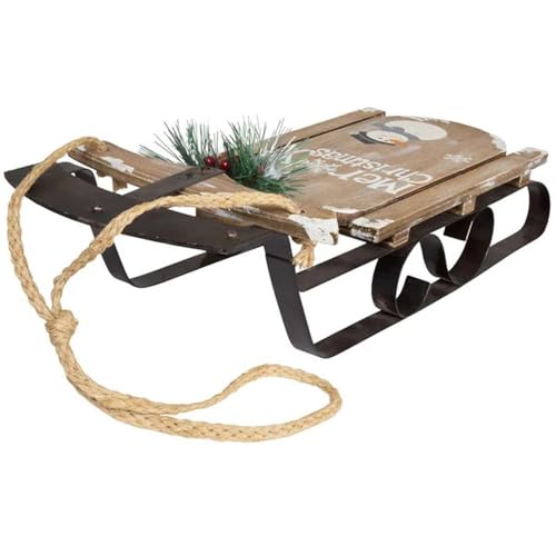 Design Deko Schlitten aus Holz Merry Christmas 50 cm - Nostalgie Schlitten, Winterdeko, Deko Skihütte, Weihnachtsdeko, Winter Dekoration von itsisa