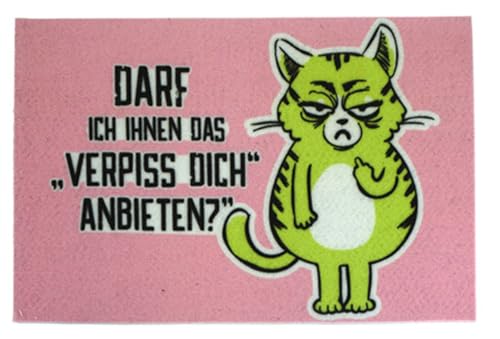 Fussmatte Miesekatze Darf ich Ihnen das verpiss Dich anbieten? pink 40x60 cm, innen & außen - Haustür-Matte, Schmutzfangmatte von itsisa