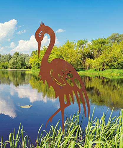 Gartenfigur Kranich im Rost Design H: 67 cm - Vogel Rostfigur für den Garten, Gartendeko, Metalldeko von itsisa