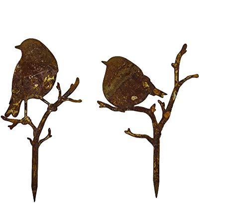 Gartenstecker Vögel im Rost Design, 2er Set - Rostfigur für den Garten, Gartendeko, Metalldeko (12 x 17 cm) von itsisa