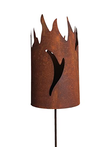 Gartenstecker Windlicht Flamme 100 cm im Rost Design - Fackel, Rostfigur für den Garten, Gartendeko, Terrassen Deko von itsisa