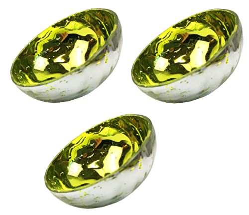 Glas Schwimmschale rund (3er Set) - Schwimmkerzen, Tischdeko, Teelichthalter (Grün) von itsisa